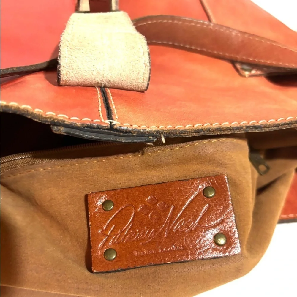 Patricia Nash Elegant Orange Leather Shoulder Bag
